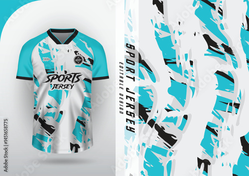 Jersey design, Jersey, Football, Soccer, Futsal, Running, Badminton, Tennis, Brush pattern Blue White
