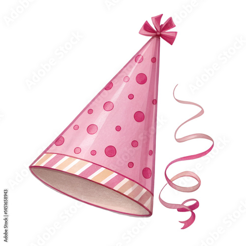 Pink birthday cap on a white background.