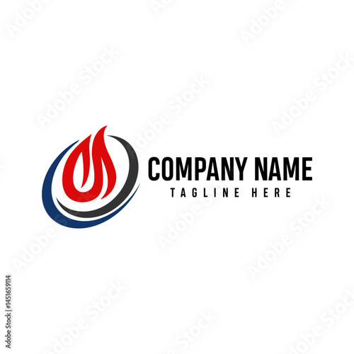 Fire Flame for Burn Gas Oil Company or Barbecue BBQ Grill logo design