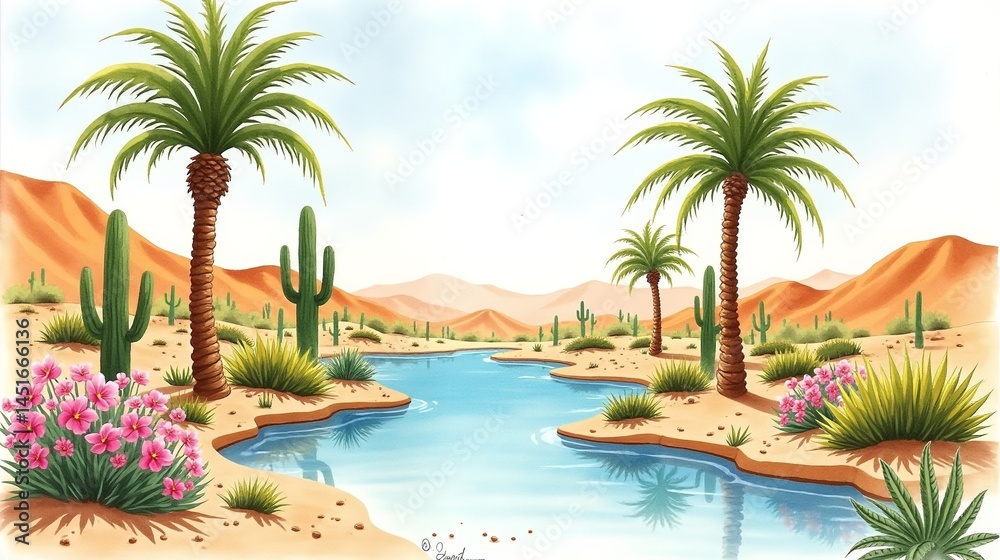 Fototapeta premium Mirage of Peace: A Desert Oasis Escape