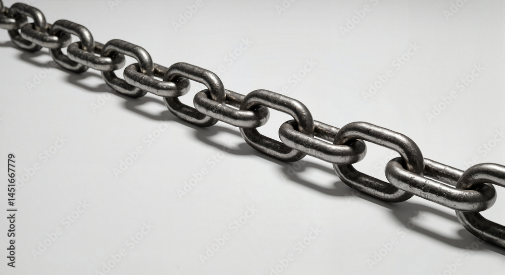 Fototapeta premium Metal chain links on a plain background 