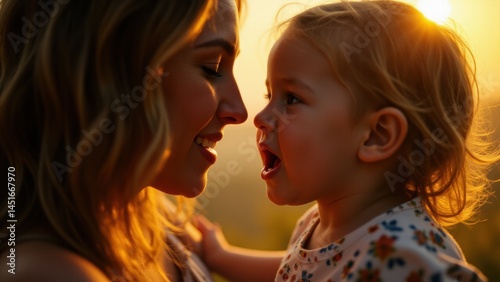 Realistic and heartfelt image of maternal love, highlighting emotional closeness and mutual gaze.