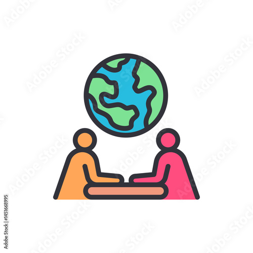 World diplomacy colored icons, minimalist vector illustration ,simple transparent graphic element .Isolated on white background