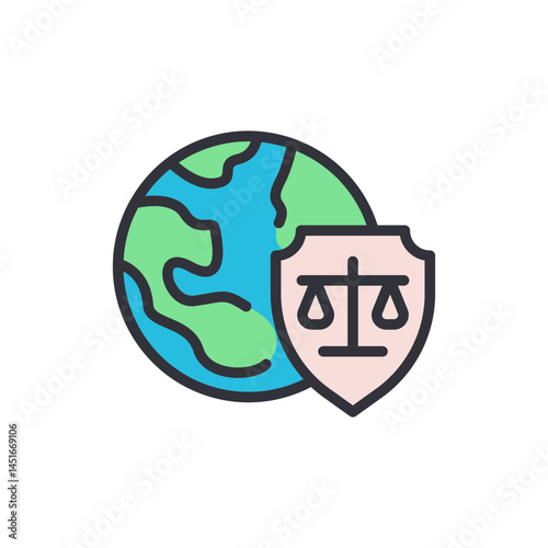 World diplomacy colored icons, minimalist vector illustration ,simple transparent graphic element .Isolated on white background
