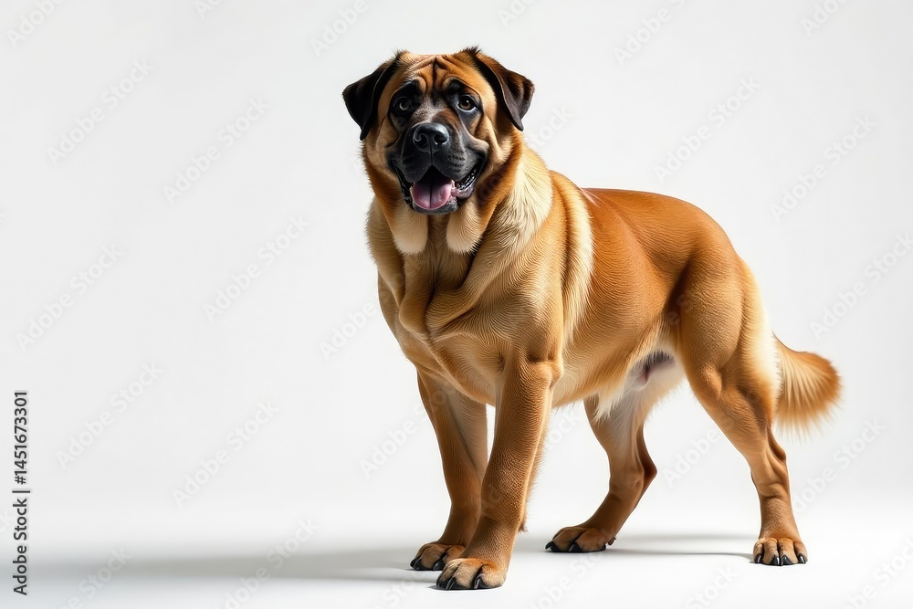 Majestic mastiff, powerful stance, white background, white, animal Majestic mastiff, powerful stance, white background, white, animal