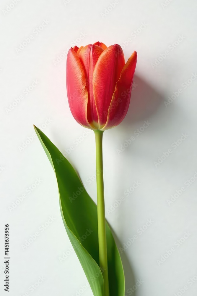 Simple yet striking tulip flower on white surface, simple, elegant Simple yet striking tulip flower on white surface, simple, elegant