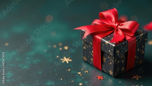 Elegant red ribbon tied gift boxes, gold accents, gift box, luxury, gold