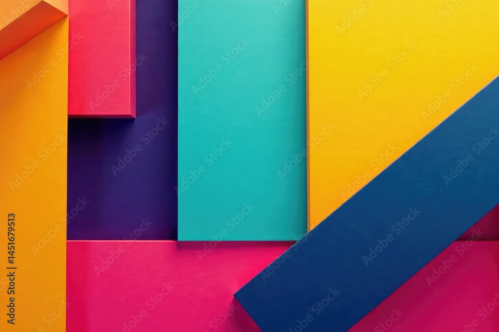 Geometric abstract shapes with bold color blocking, design, trendy, art