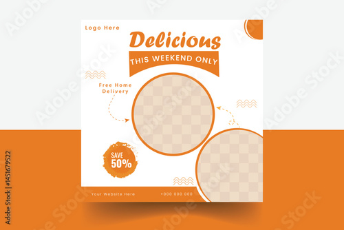 Food Social media post template design for advertising and promotion sale banner. Suitable for social media, flyers, banners, and web internet ads.
