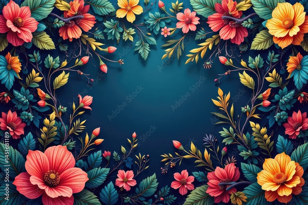 Intricate, flowing botanical design, continuous pattern , foliage, textile, repeating pattern