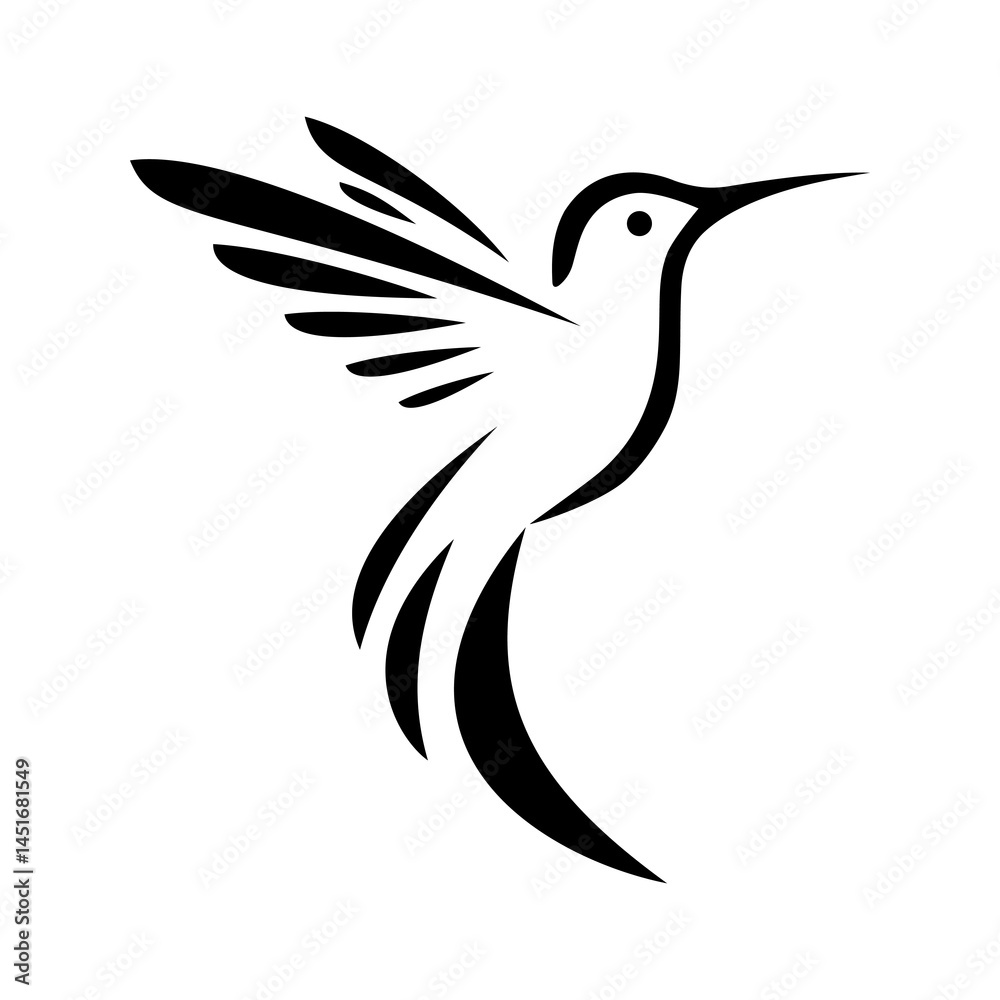 Fototapeta premium Hummingbird black silhouette design vector