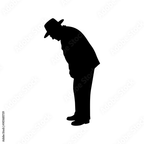 Old Man silhouette vector flat illustration design.