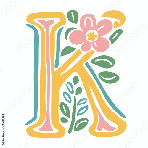 Vector Boho Style Letter K