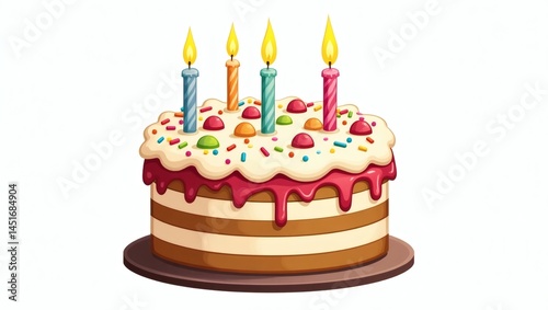 Tasty Birthday Cake with Chocolate and Cream Layers