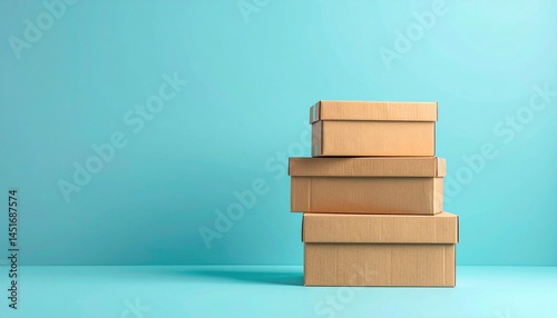 Packaging process stacked cardboard boxes minimalist studio product photography clean background aesthetic appeal