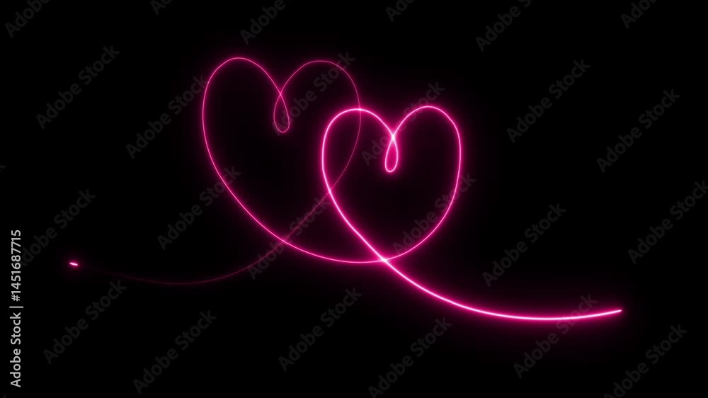 Glowing Heart Line Animation | Romantic Neon Light Drawing Motion Effect Glowing Heart Line Animation | Romantic Neon Light Drawing Motion Effect