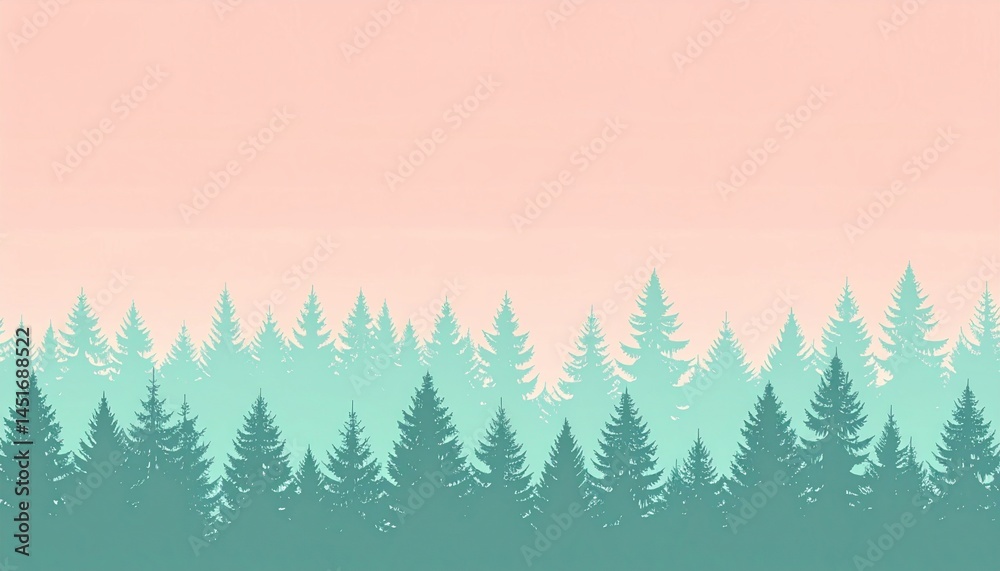 Obraz premium Tranquil sunrise in evergreen forests nature scene digital art serene environment wide viewpoint calmness concept