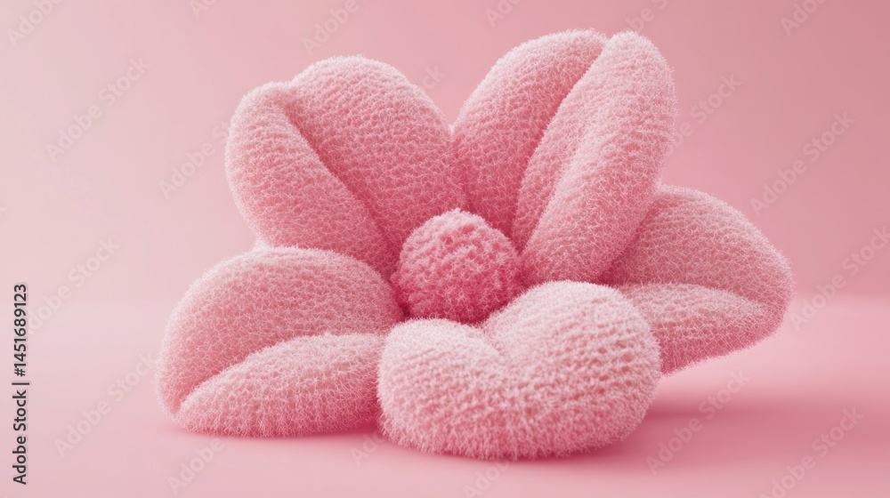 Obraz premium Pink plush magnolia flower, soft, detailed design.