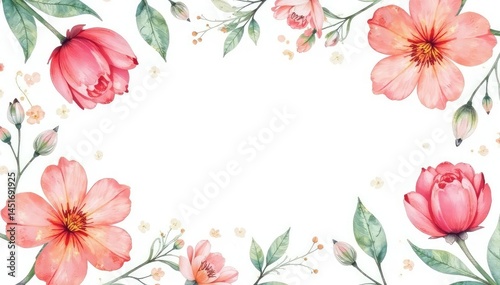 Delicate watercolor floral pattern on white background, romantic, art, paint