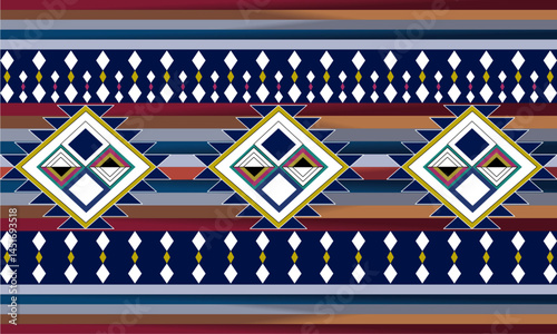 Striped Native American diamond pattern textile,  Native pattern design for rugs, woven carpet illustration drapery, table and for clothing