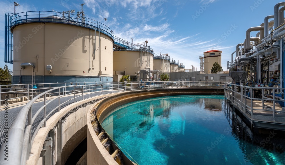 Fototapeta premium Advanced Water Treatment Plant: Efficient Purification Process using Modern Technology and Sustainable Practices for Clean Water Supply