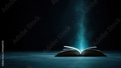 Light beams shooting from an open book, forming a pathway that splits into various careers
