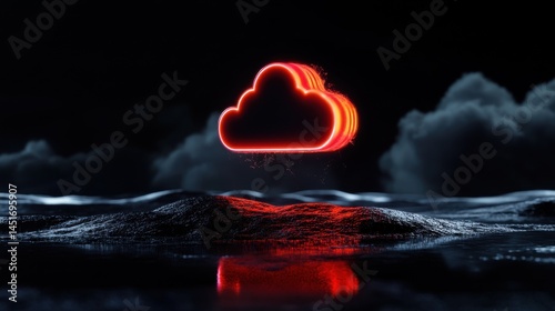 Big data analysis, cloud computing visualization, 3D illustration