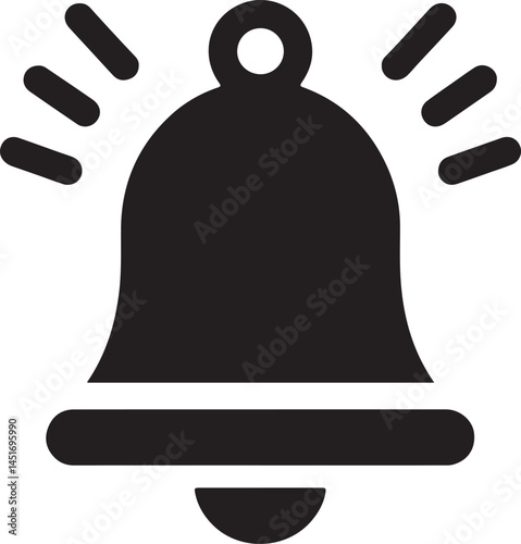 Silhouette vector EPS icon of a notification bell, ideal for alerts, reminders, messages, notifications, sound, and digital communication.