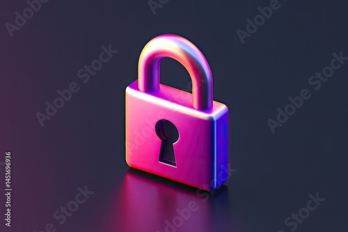 3D rendered padlock, vibrant colors