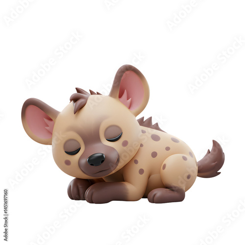 Sleeping Hyena Cartoon Character on Transparent Background