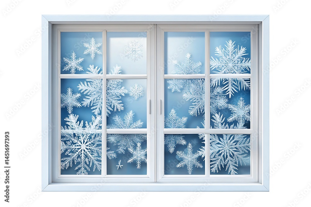 Obraz premium Winter window snow day images, photos, illustration, horizontal