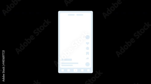 Social media post tiktok frame with scrolling and like animation. Transparent Background Alpha Channel Only On 4K