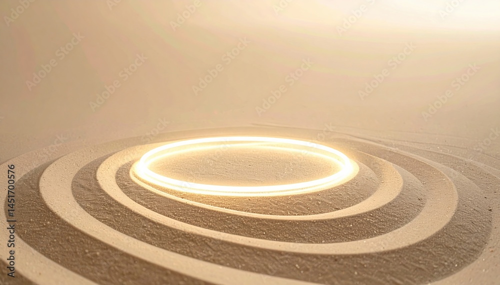 Fototapeta premium Illuminating energy circle display abstract setting visual art artistic environment aerial view concept of light and motion