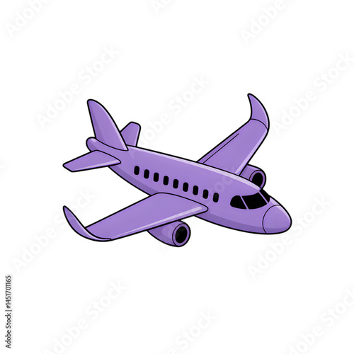 Wallpaper Mural Purple Aircraft in Flight: A streamlined and sleek, stylized purple aircraft with a modern design soars through the sky, representing air travel and journey.  Torontodigital.ca