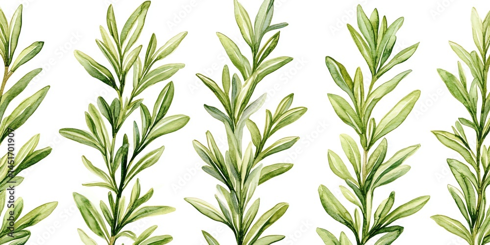 Fototapeta premium Watercolor Rosemary Sprigs
