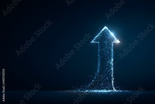 Glowing Arrow of Light Represents Growth Progress and Success