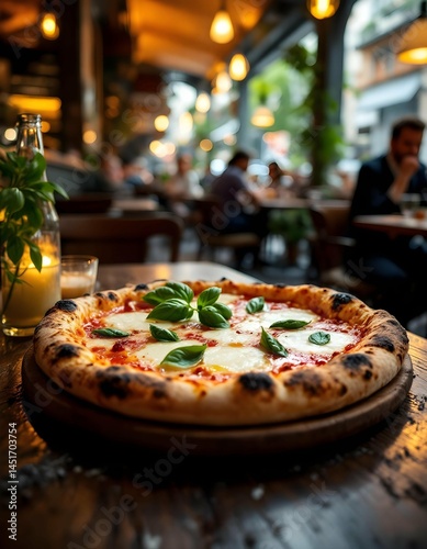 pizza  margherita in a restaurant