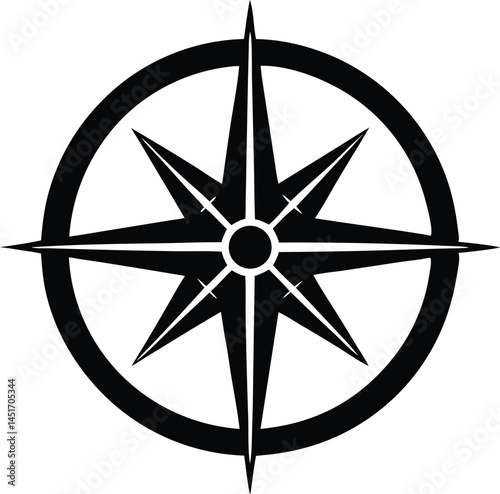 navigation compass silhouette vector isolated