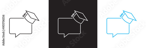 Graduation icon. Vector for websites, mobile interfaces, presentations, banner, visual branding etc. Vector illustration. isolated on white and black background. EPS 10