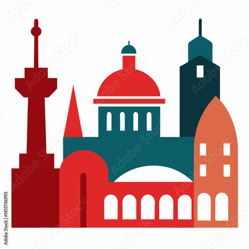 A Historical structure vector on white background 