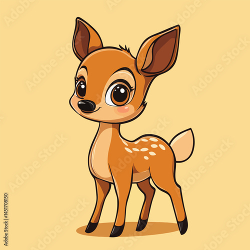 Deer mascot cute cartoon no details solid background bright