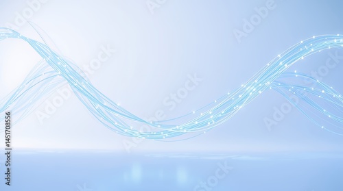 Flowing blue light strands futuristic calming design modern abstract background