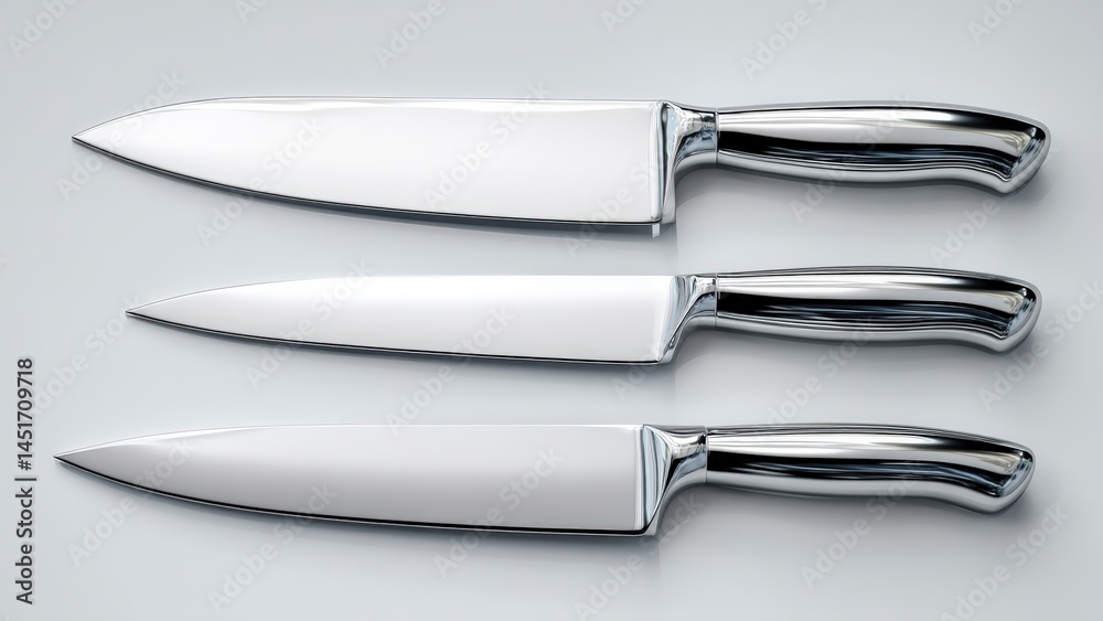 Obraz premium Elegant Chef Knives with Mirror Finish