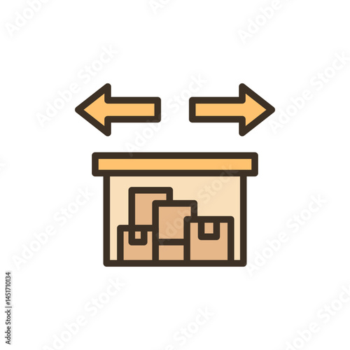 Distributor warehouse colored icons, minimalist vector illustration ,simple transparent graphic element .Isolated on white background