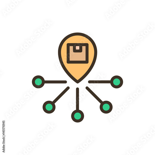 Distribution colored icons, minimalist vector illustration ,simple transparent graphic element .Isolated on white background