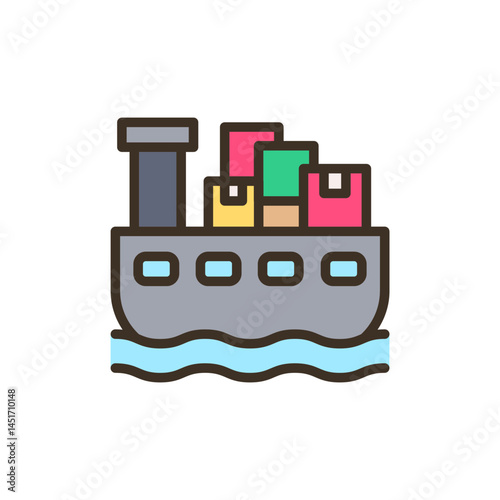 Shipping colored icons, minimalist vector illustration ,simple transparent graphic element .Isolated on white background