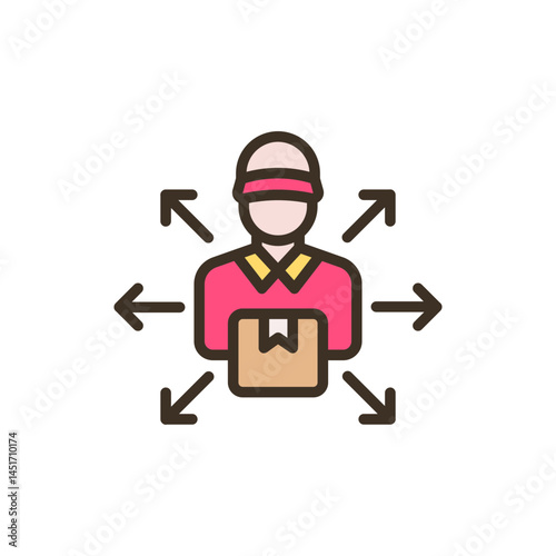 Distributor colored icons, minimalist vector illustration ,simple transparent graphic element .Isolated on white background