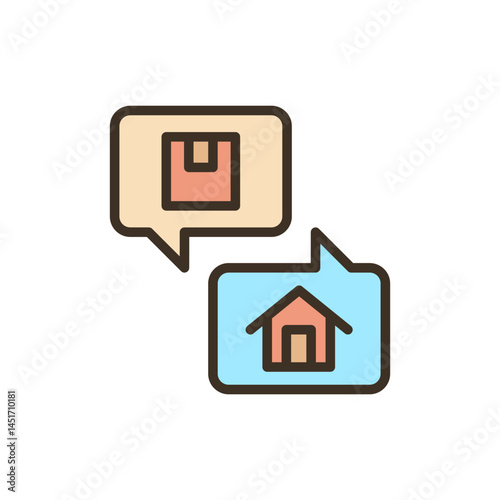 Distribution colored icons, minimalist vector illustration ,simple transparent graphic element .Isolated on white background