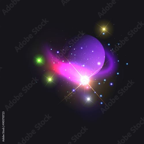 Cosmic Galaxy with Planets, Stars, and Nebulae