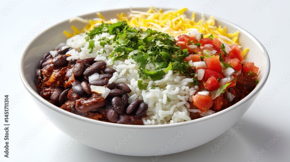 Delicious Black Bean Bowl with Rice and Toppings Delicious Black Bean Bowl with Rice and Toppings